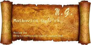 Matkovics Györk névjegykártya